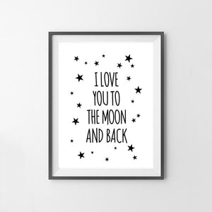 I Love You To The Moon And Back Quote  Poster
